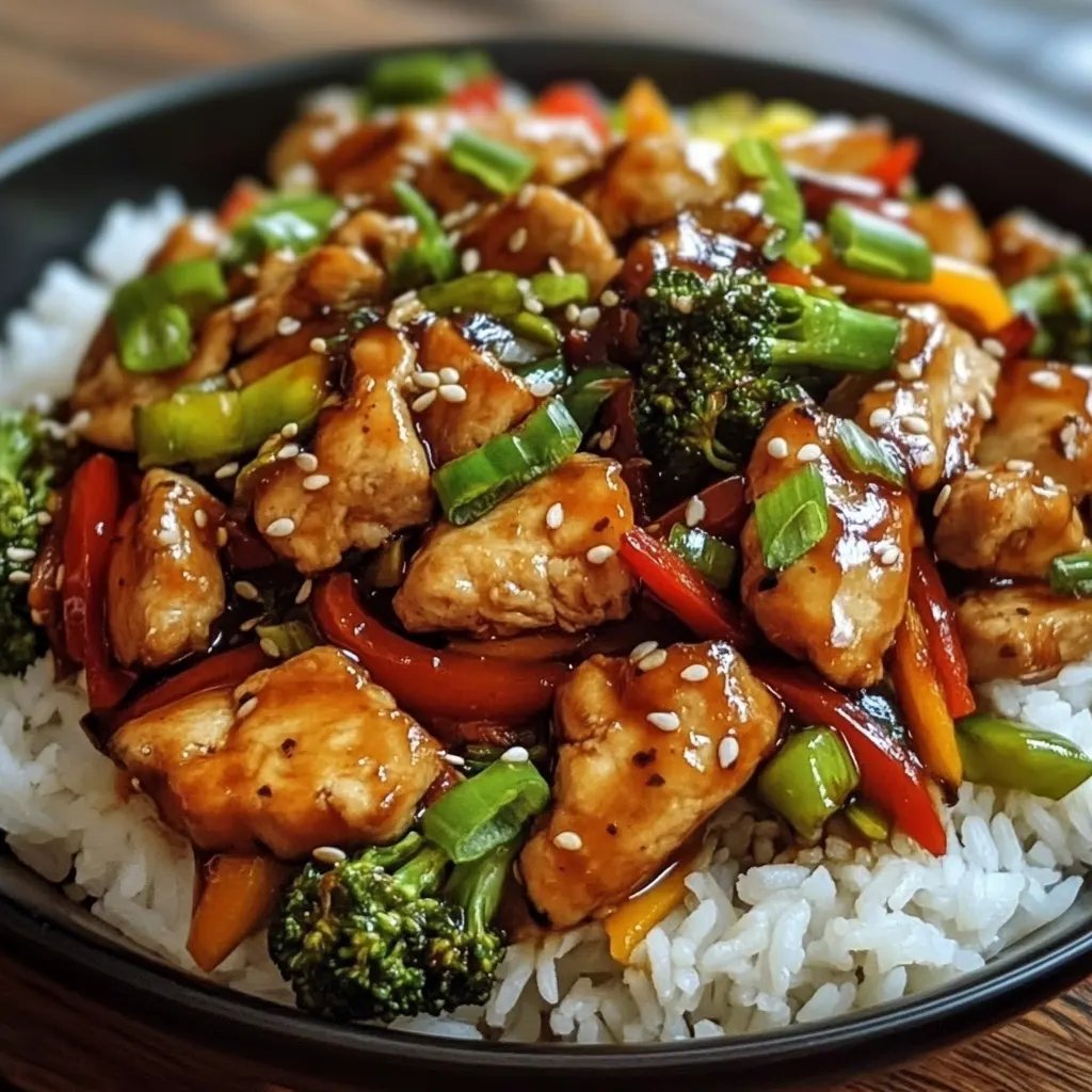 Chinesische Hähnchenpfanne mit Reis