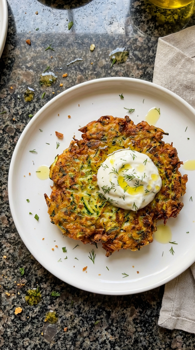 Zucchini Puffer mit Joghurt