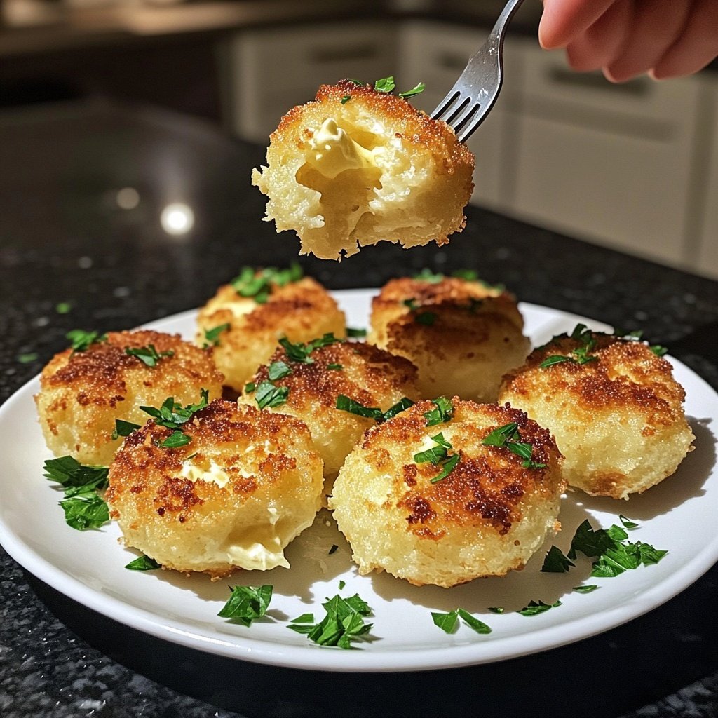 Kartoffelknödel mit Butterbröseln und Petersilie