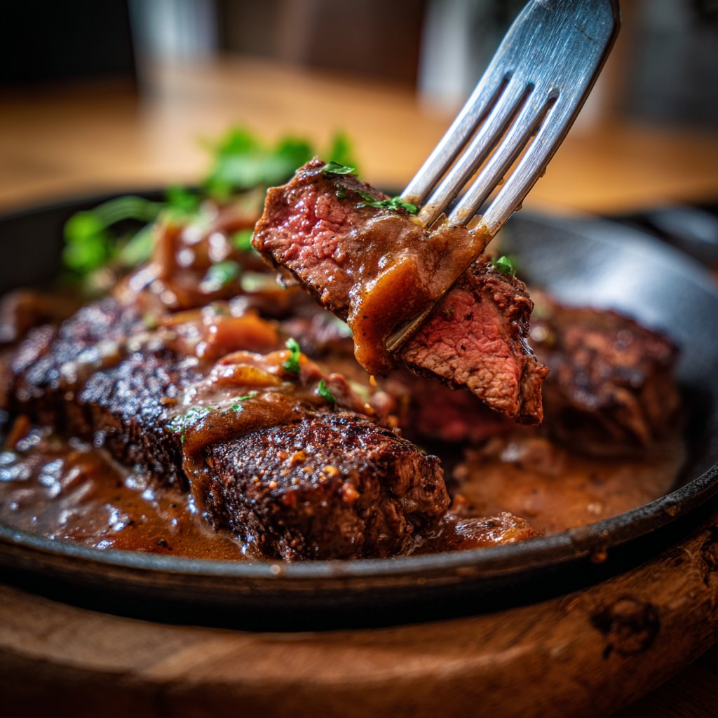 Steaks mit Gulasch und Sauce