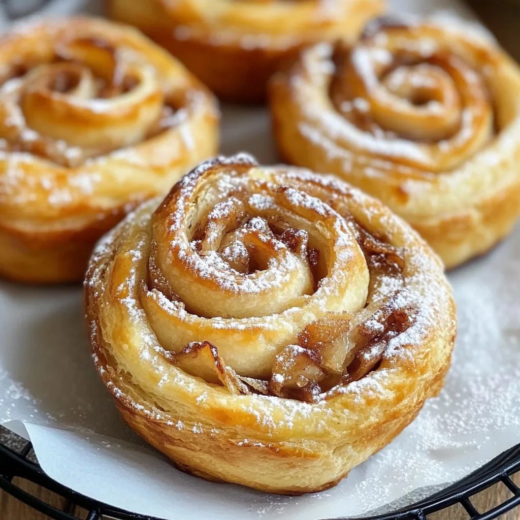 Apfel Zimt Schnecken mit Blätterteig