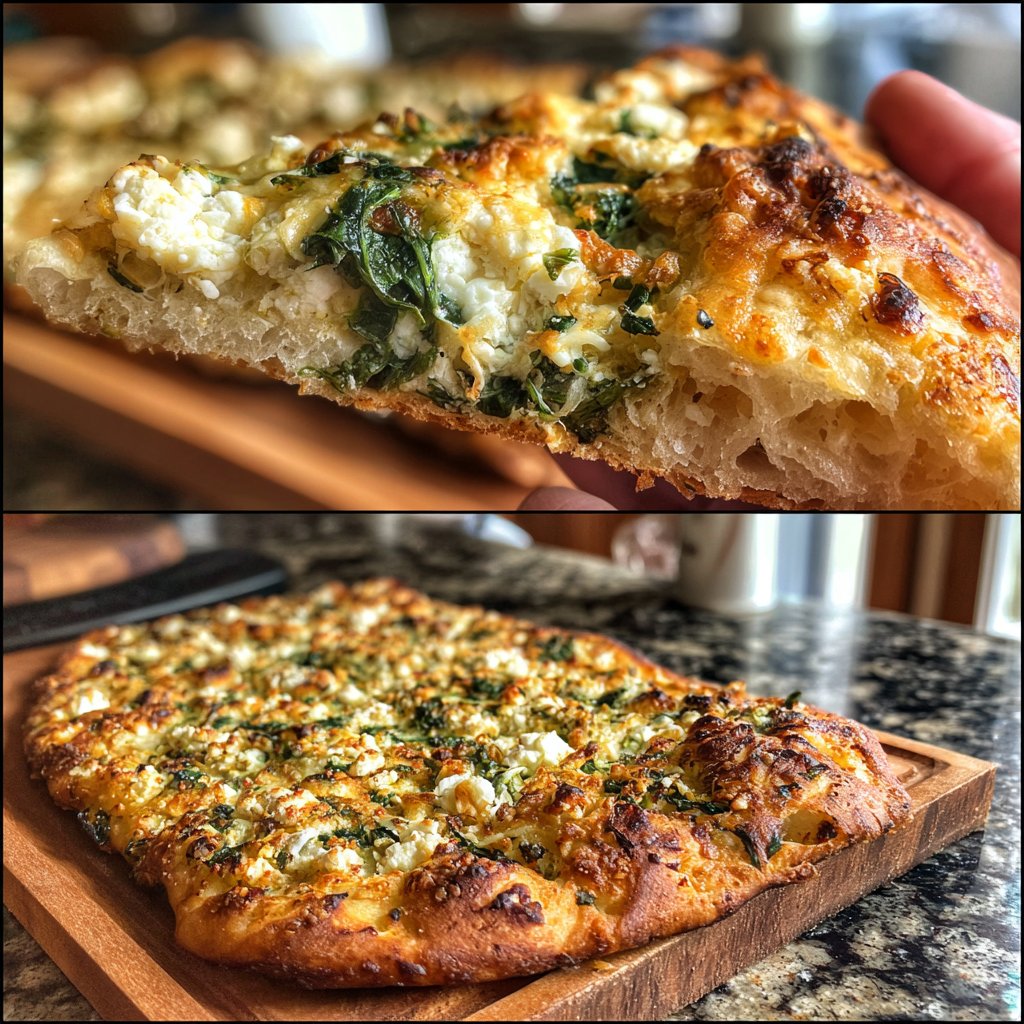 Spinach & Feta Cottage Cheese Flatbread