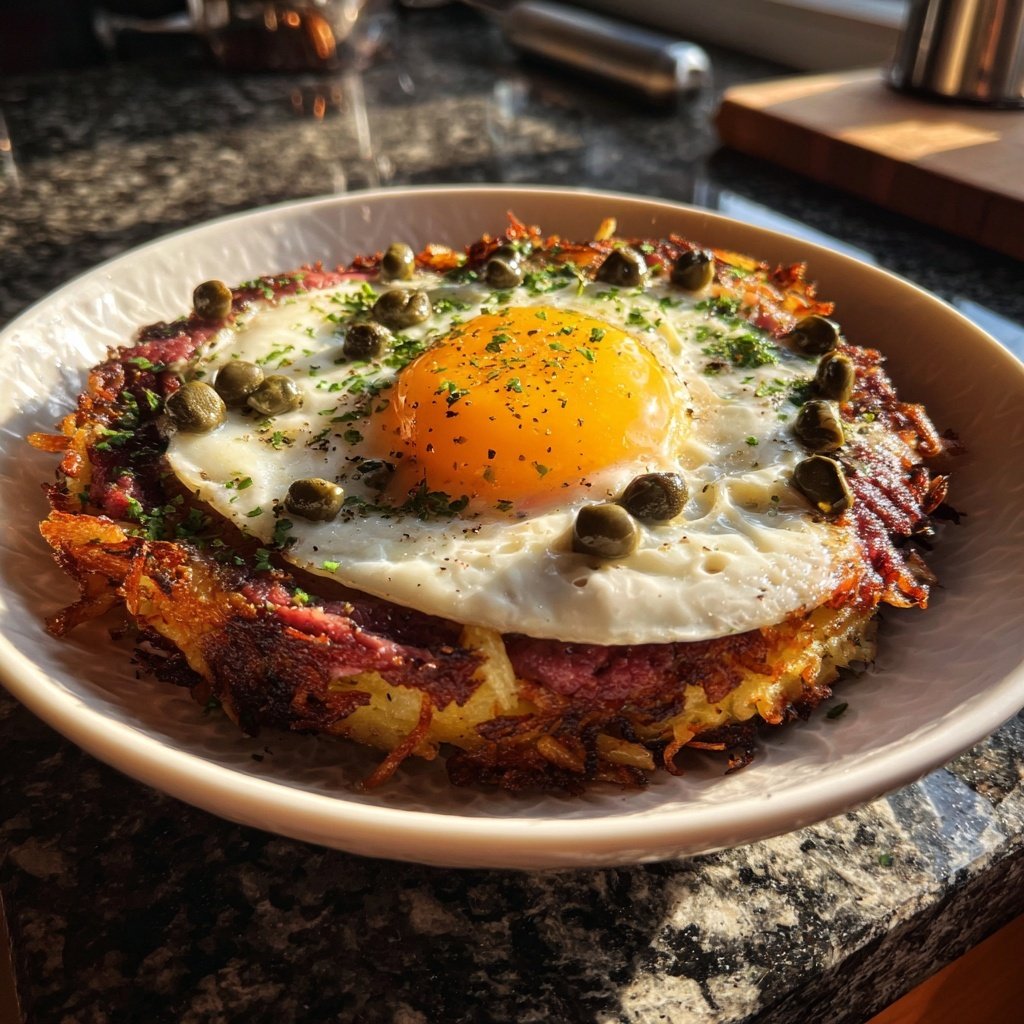 Rinderfilet-Tatar auf Kartoffelrösti