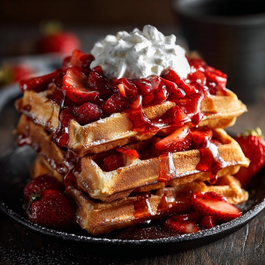 Waffeln mit Erdbeerkompott