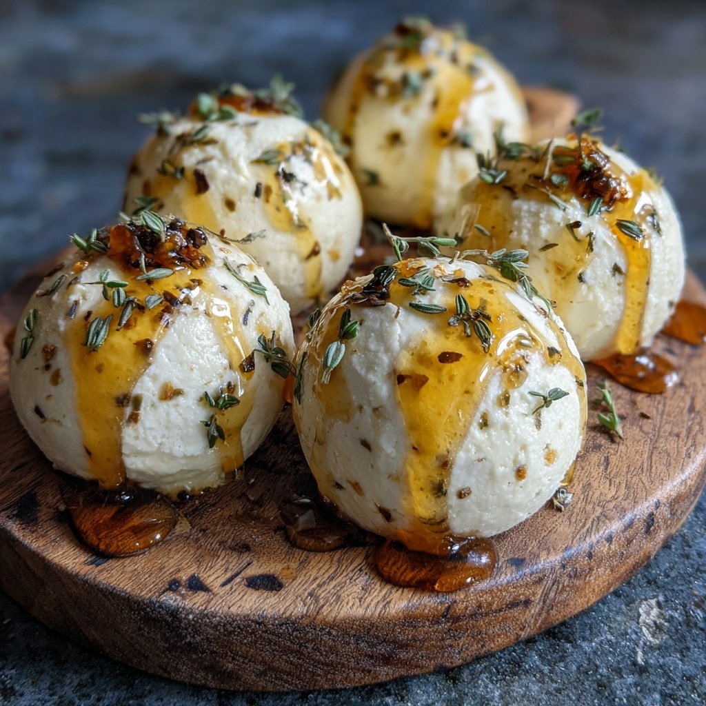 Ziegenkäsepralinen mit Honig und Thymian