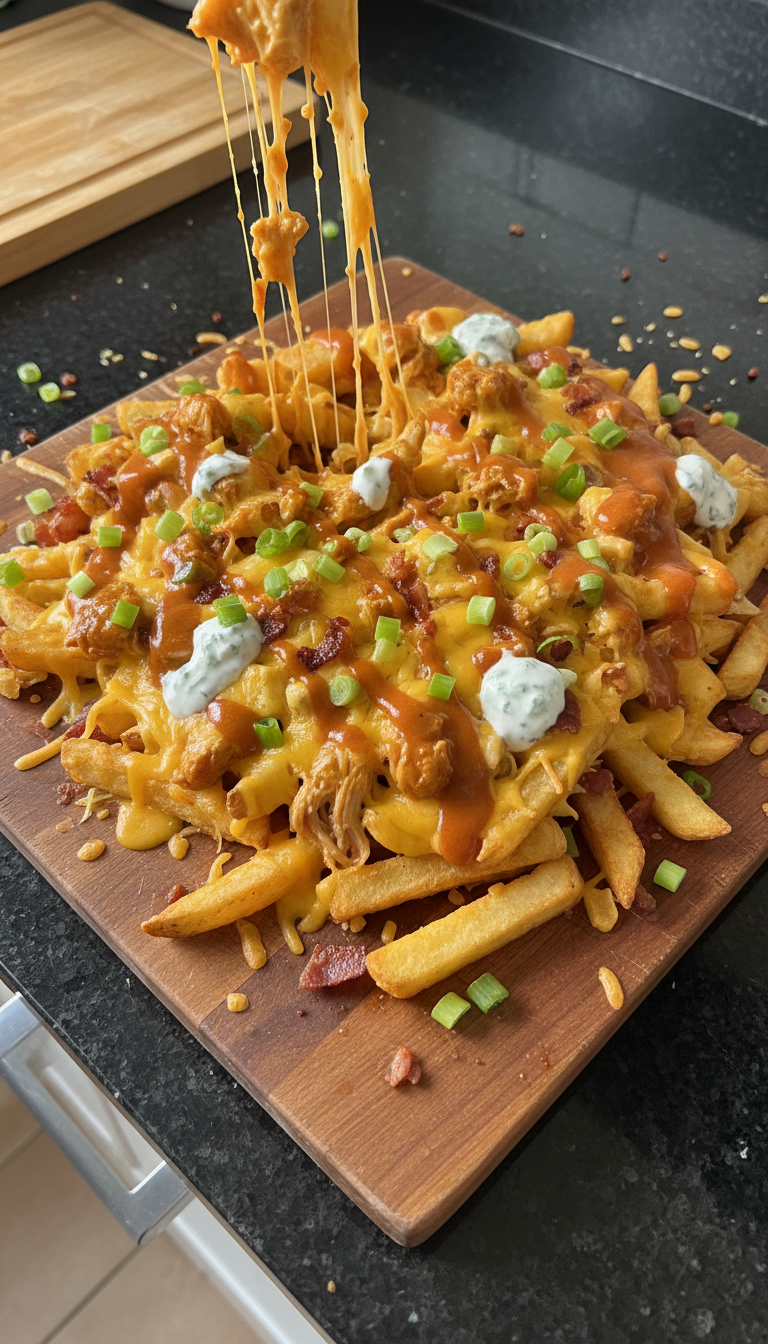 Buffalo Hähnchen Dip Voll Beladene Pommes​