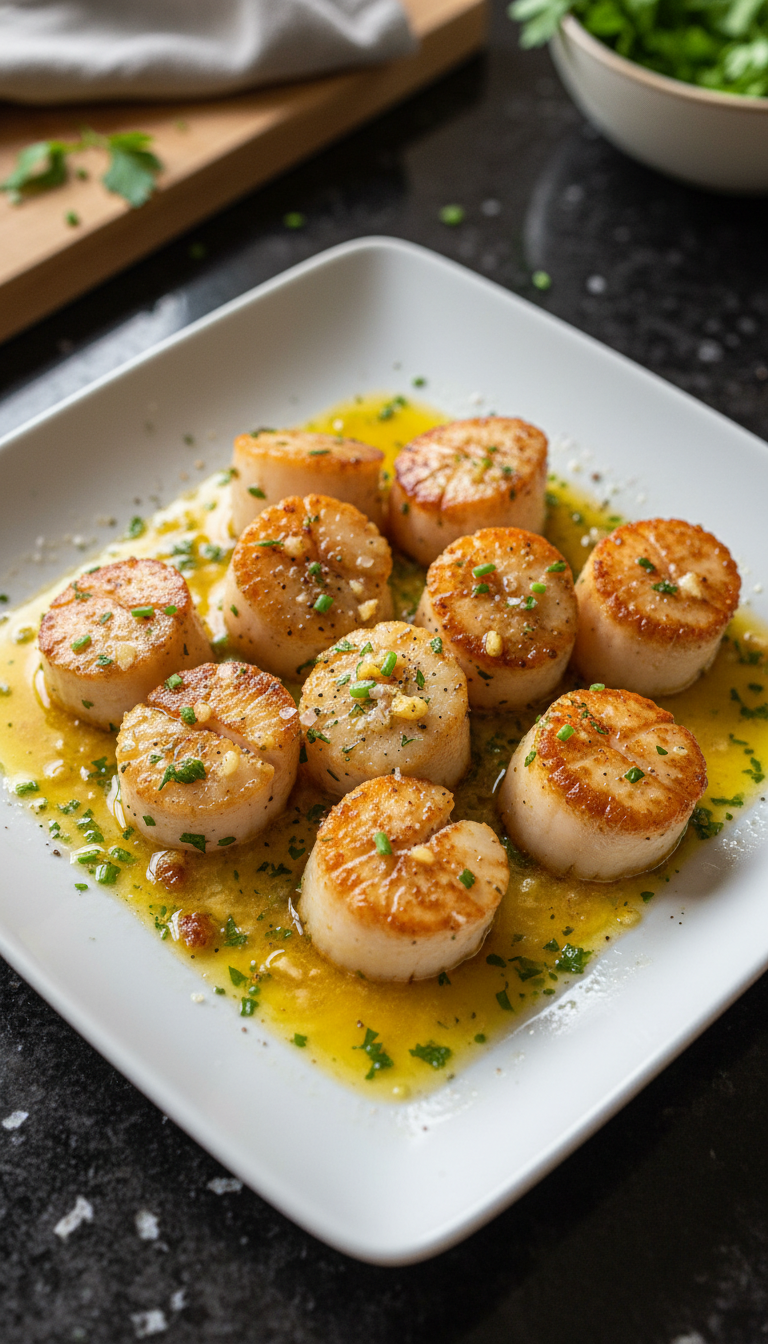 Knoblauch Kräuter Butter Jakobsmuscheln​